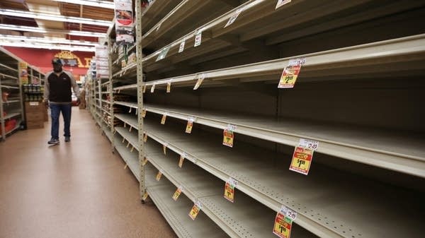LOS ANGELES, CALIFORNIA - MARCH 19: A section of empty shelves is seen during special shopping hours only open to seniors and the disabled at Northgate Gonzalez Market, a Hispanic specialty supermarket, on March 19, 2020 in Los Angeles, California. The vast majority of shelves in the market were fully stocked. Northgate Gonzalez Market is opening all of its Southern California locations one hour early, from 7:00-8:00 a.m., exclusively for senior citizens and disabled customers, amidst panic buying in some stores during the COVID-19 pandemic.