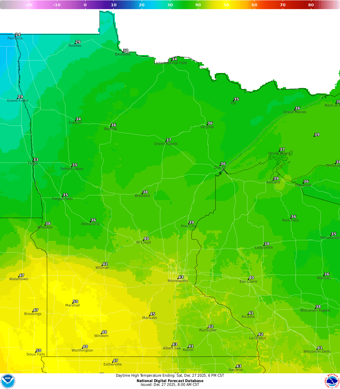Highs for Saturday