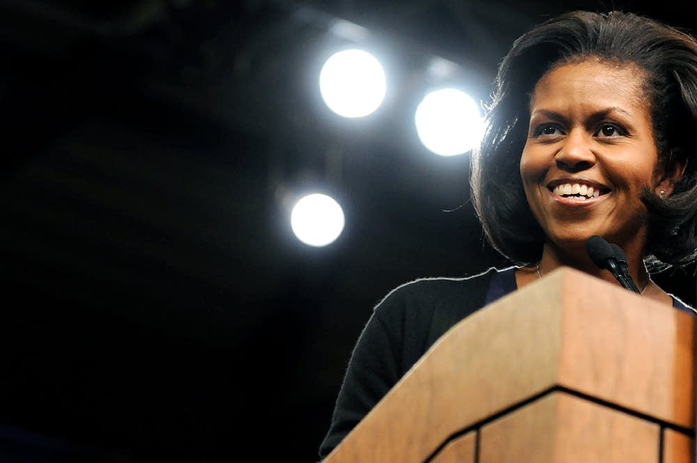 Michelle Obama greets supporters