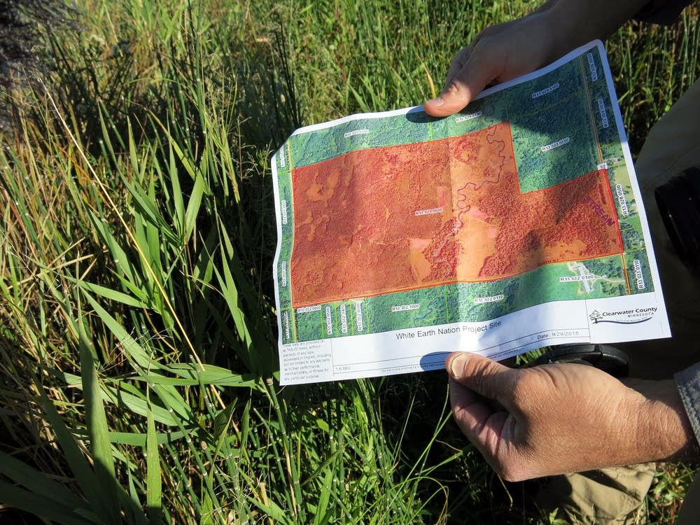A map showing land White Earth Nation wants to buy