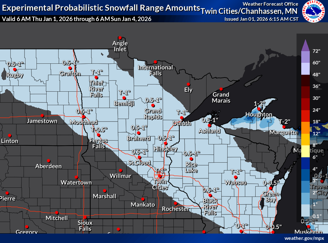 New Year’s snow falls like confetti across the region