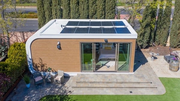 Seen in this photo is a studio home model 3D-printed by Mighty Buildings.