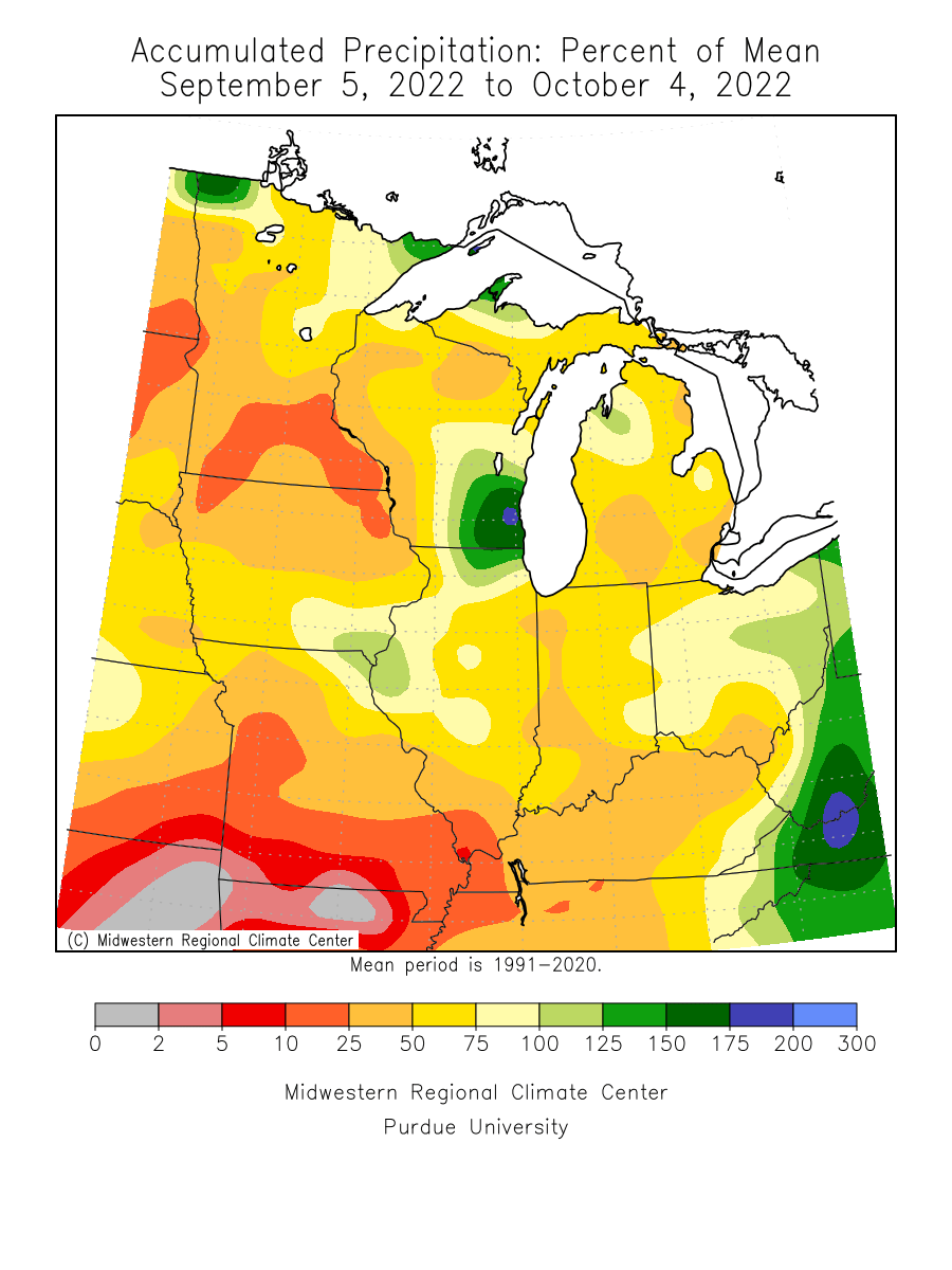 30-day precipitation departure from average 