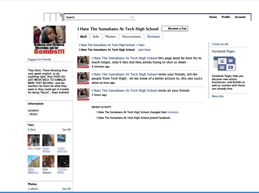 Tech high school hate group