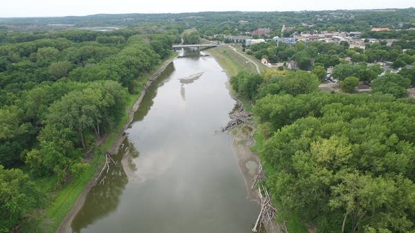 A river with low water levels