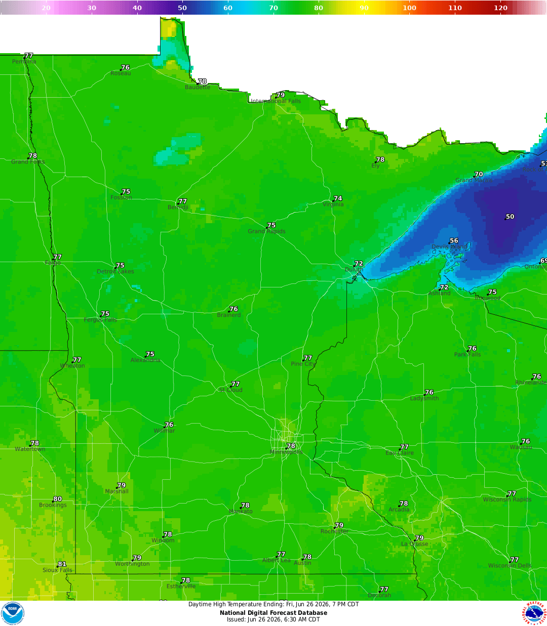 Highs for Friday