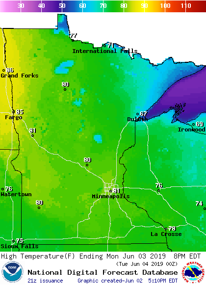 Warmer temps this week; frosty start Monday in northern Minnesota