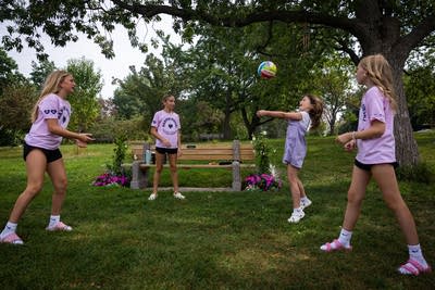At Harper Moyski’s memorial bench, her sister and best friends find healing together