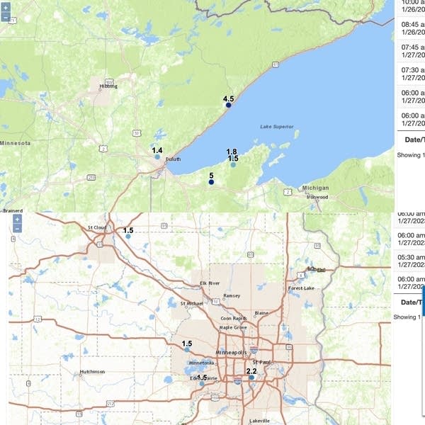 snow totals