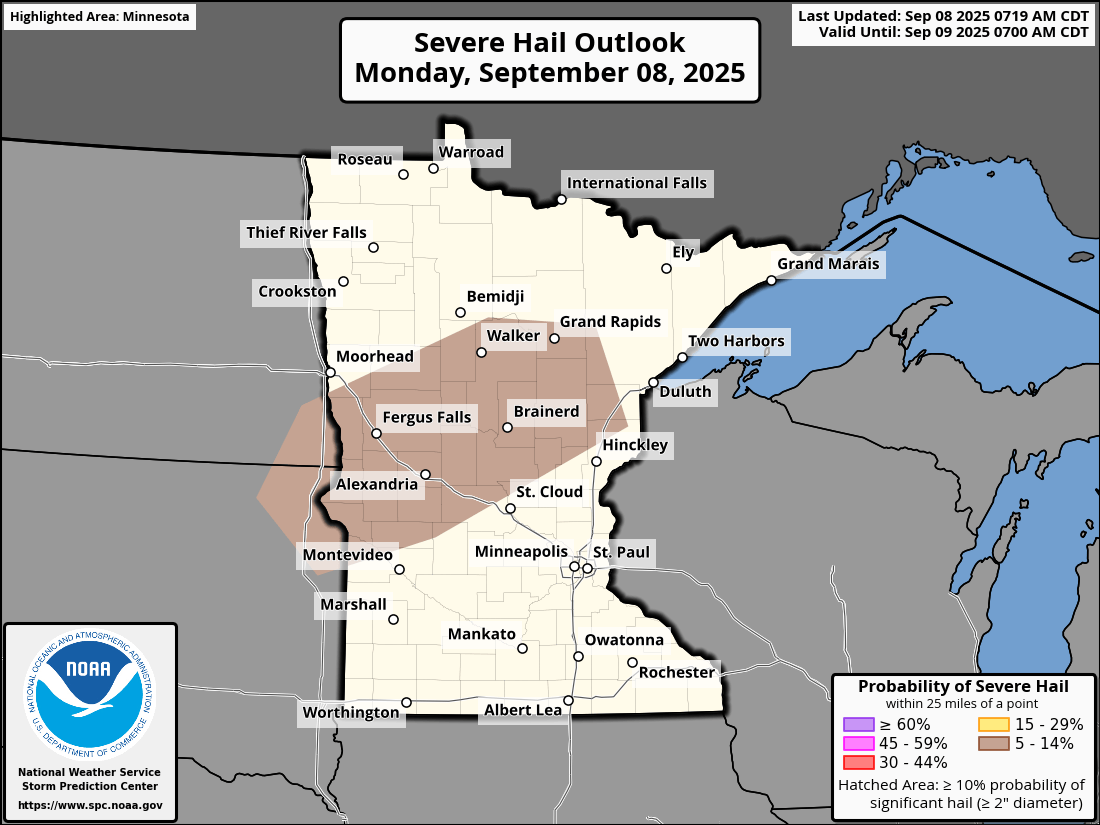 Severe weather hail threat for Monday