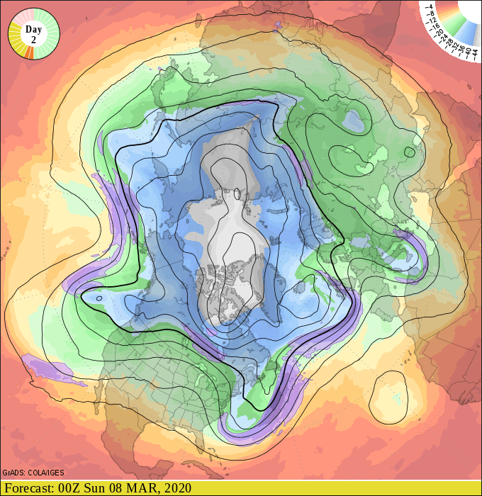 Upper air forecast map for 6 pm March 7