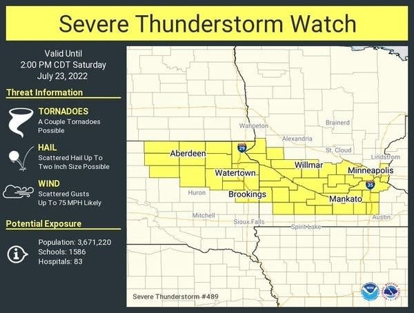 Severe thunderstorm watch until 2 p.m. this Saturday