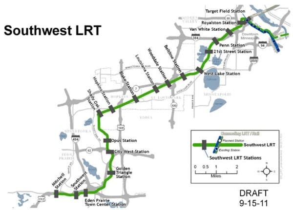 twin cities light rail map Southwest Twin Cities Light Rail Plan Faces Crucial Vote Mpr News twin cities light rail map