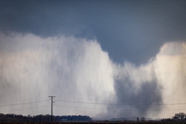 A tornado kicks up dust