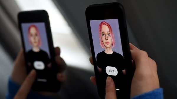 The Replika app, above, is designed to be a personalized chatbot companion. It claims roughly 2 million users. 
