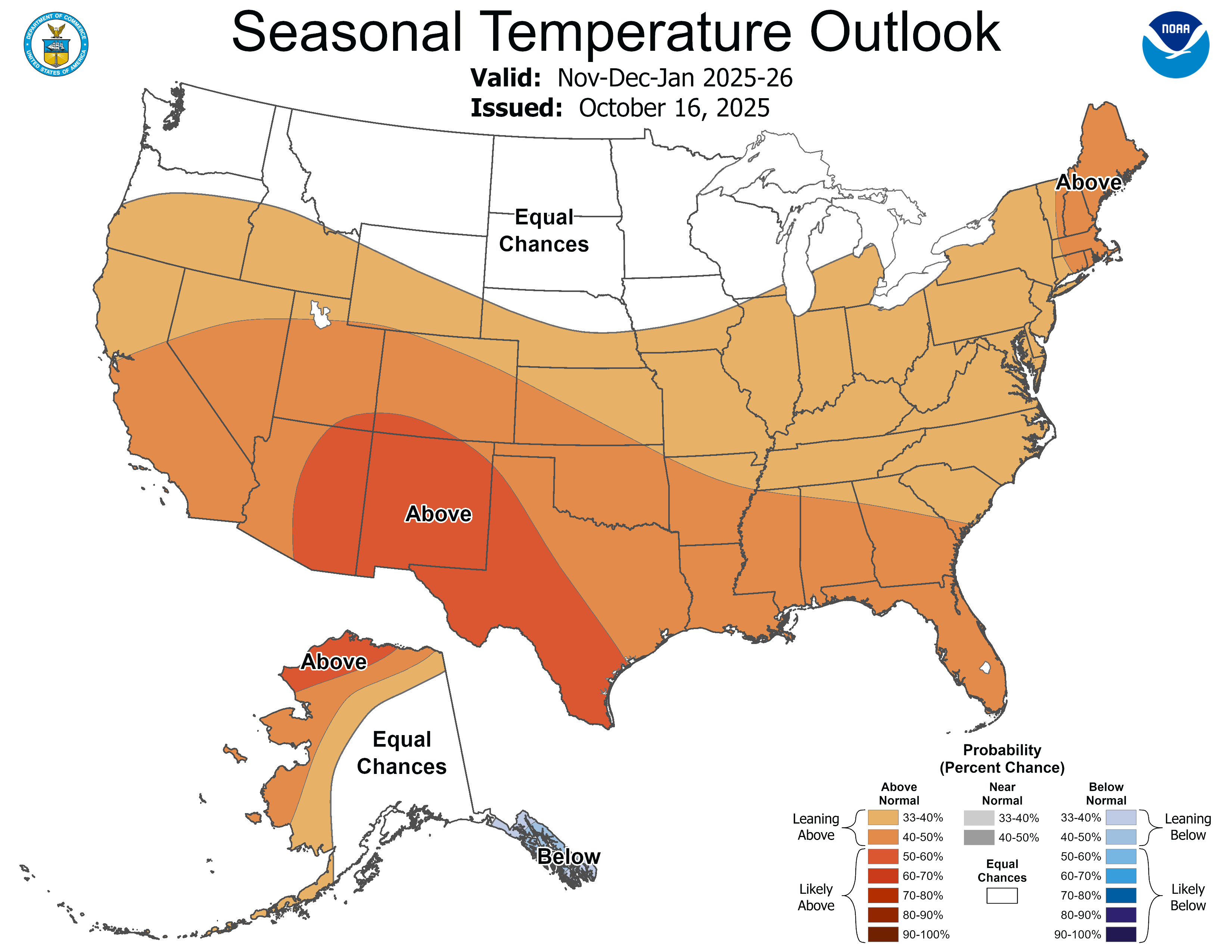 NOAA 90-day temperature outlook