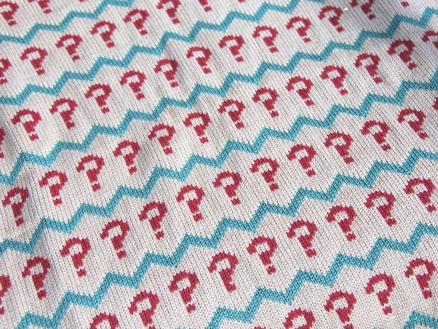question mark sweater