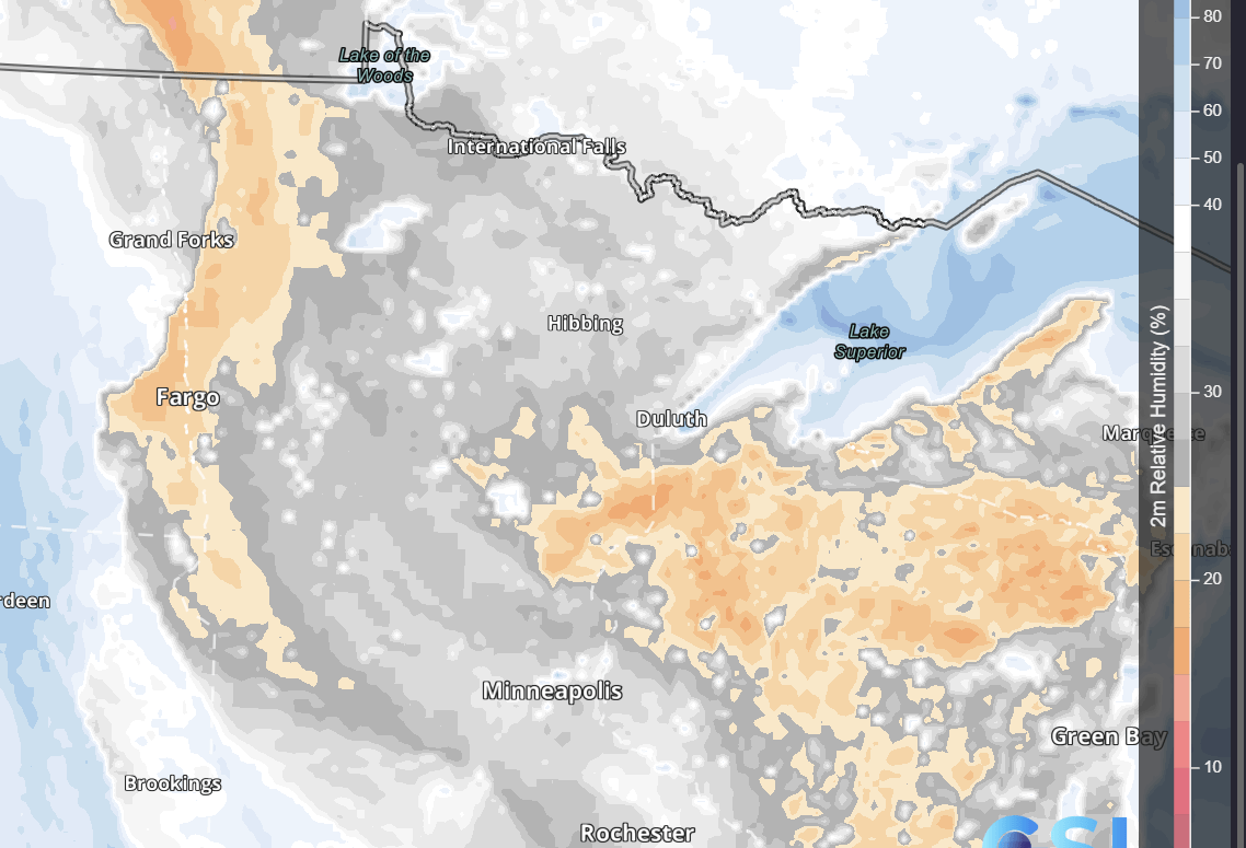 Lower relative humidity