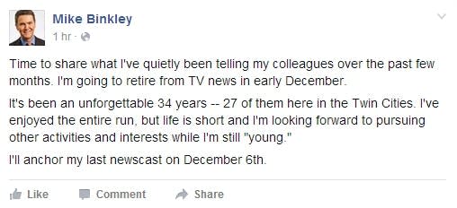 Mike Binkley signs off