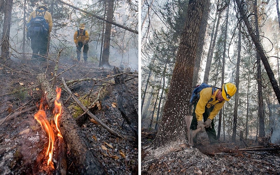 Firefighters at work