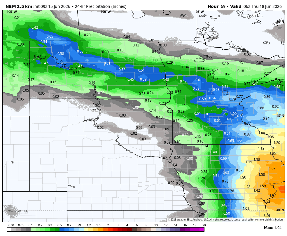 Rainfall potential through Thursday 1 a.m.