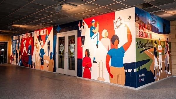 A mural about women in baseball