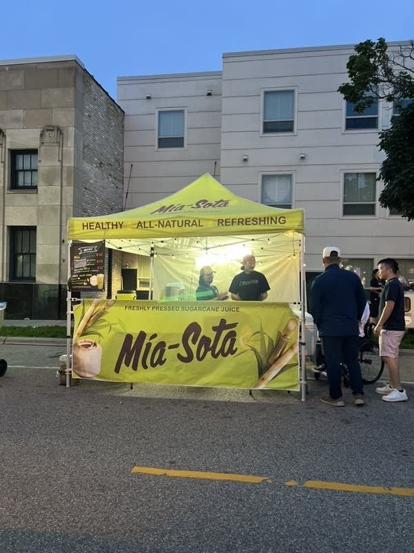 A pop up stand at a market