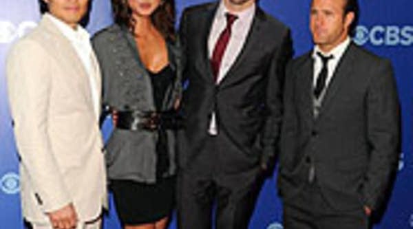The cast of "Hawaii Five-0," from left, Daniel Dae Kim, Grace Park, Alex O'Loughlin and Scott Caan attend the 2010 CBS UpFront at Damrosch Park, Lincoln Center on May 19, 2010 in New York City.