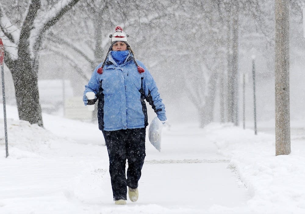 Walking through snow