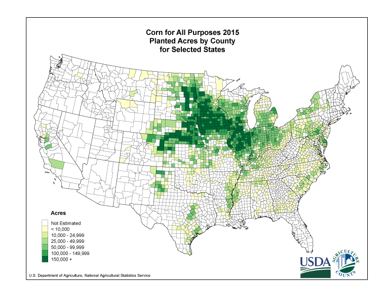 Corn by county 2015