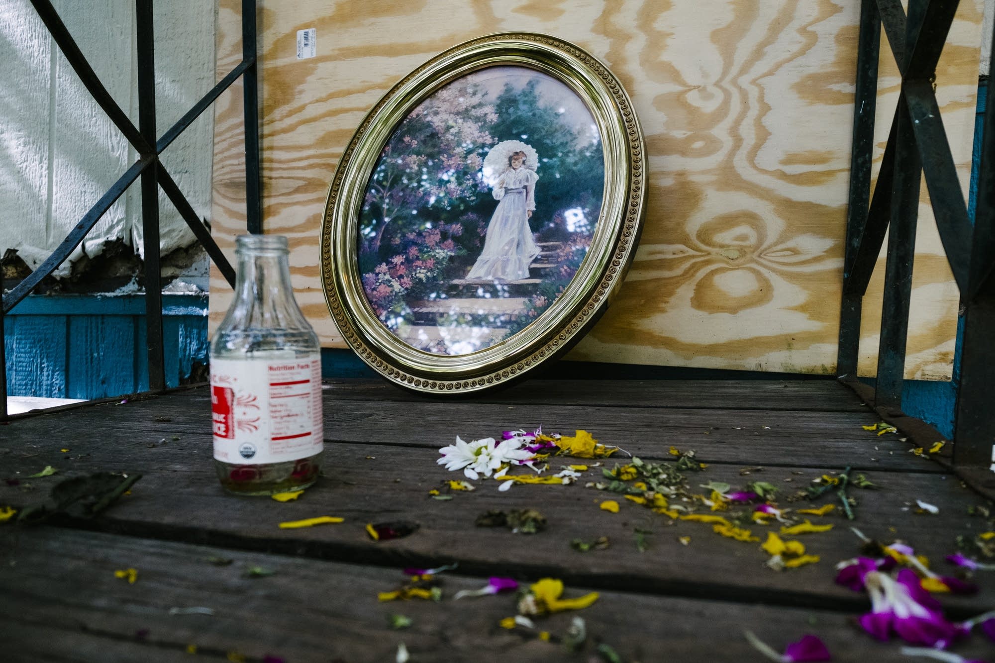 The remnants of a memorial for Frank Adelmann.