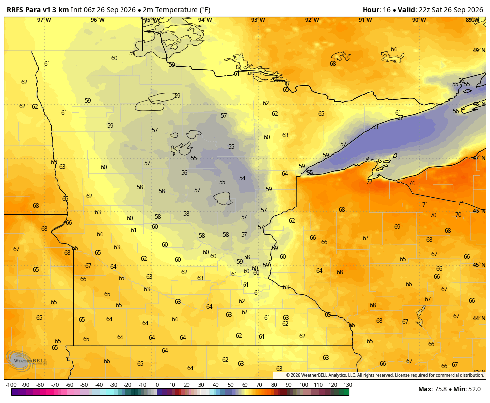 Blue and orange over a map of Minnesota