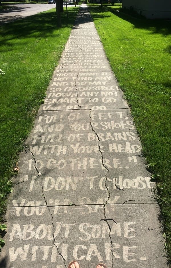 In Grand Forks, some Seuss on the sidewalk