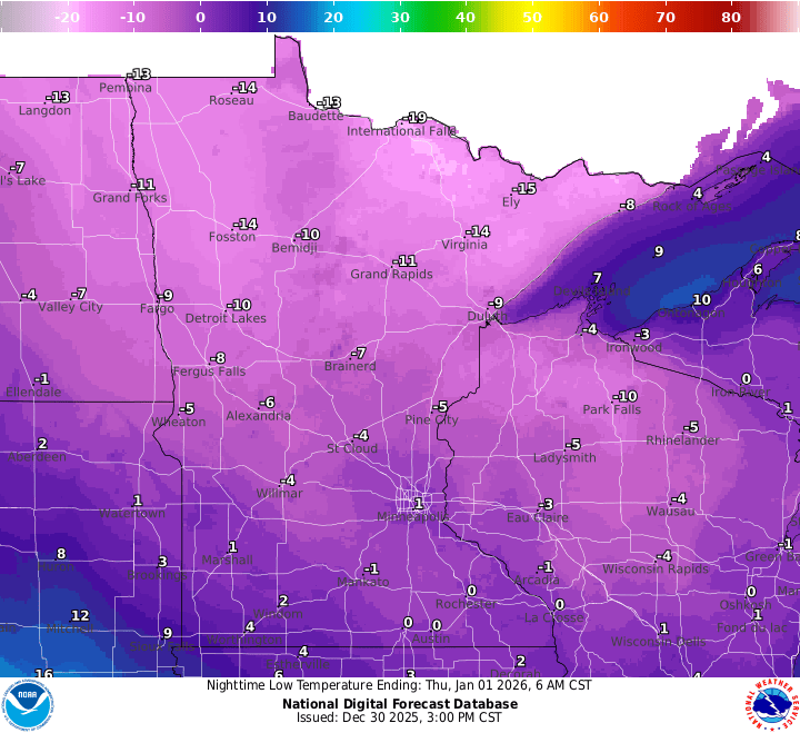 Wednesday night's lows