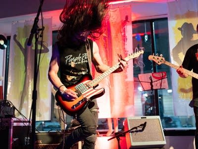 Man performing and head banging 