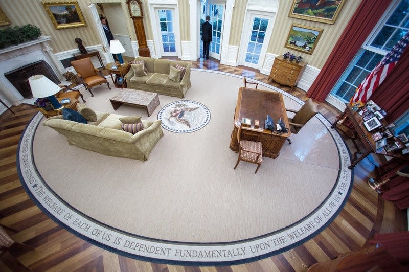 Obama leaves the Oval Office for the last time as president.