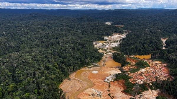 An illegal mining operation in Roraima State, Brazil, in February 2023.