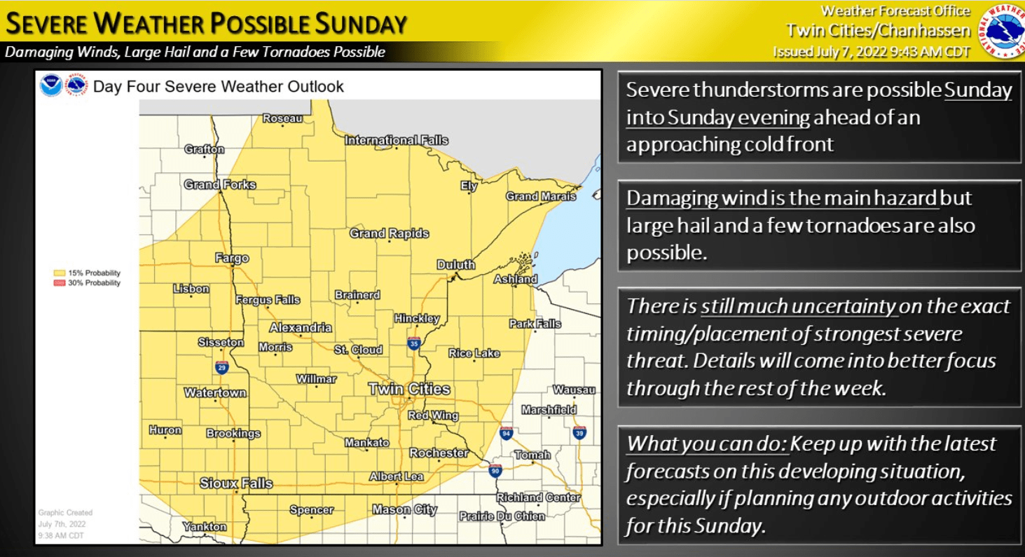 Severe weather risk areas