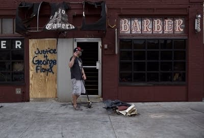 Damaged liquor store. 