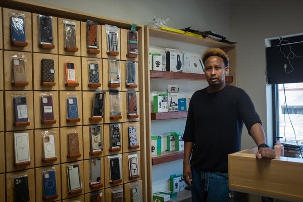 A man stands in a shop