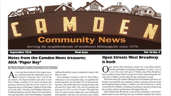 A screenshot of the top of the Camden Community News.