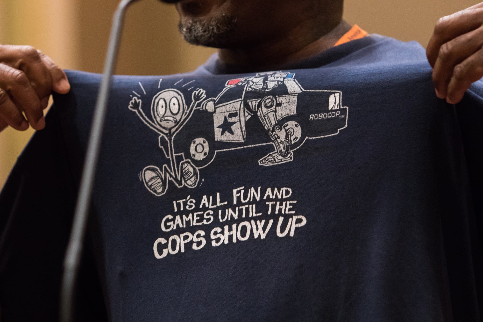 King Demetrius Pendleton shows off his shirt