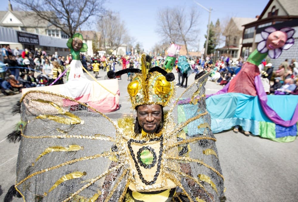 James Byron walks in the parade as a bee.