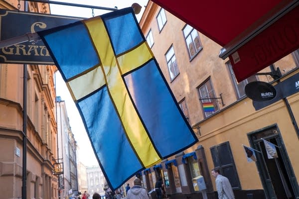 The Swedish flag is displayed in the capital Stockholm. (Photo by Luca Teuchmann/WireImage)
