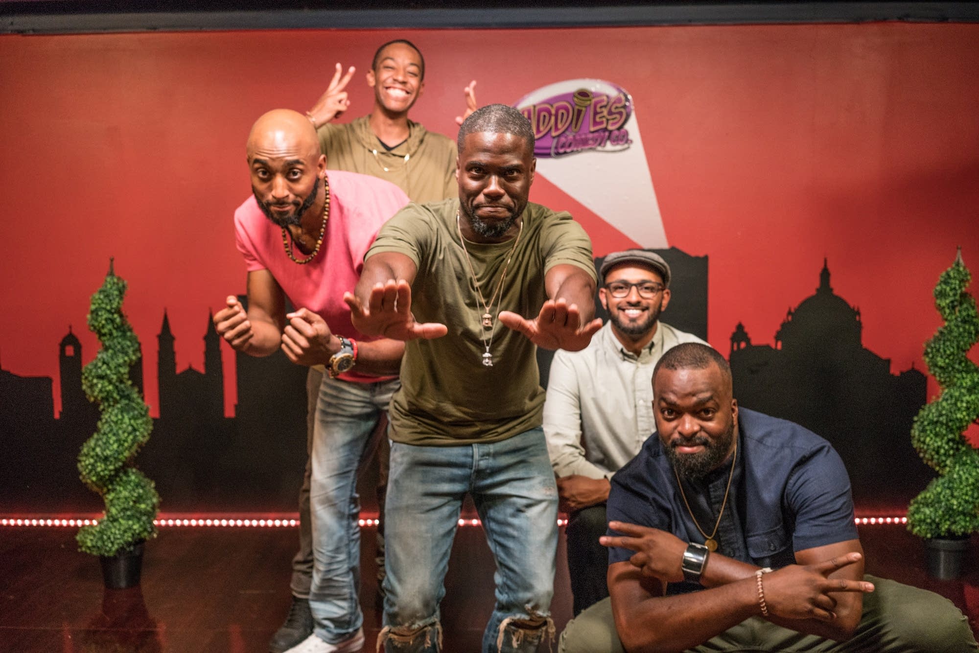 Comedian Kevin Hart with four Twin Cities comics selected for his show.