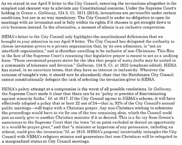 After ministers refuse to invite non-Christians, Hutchinson votes to keep prayers