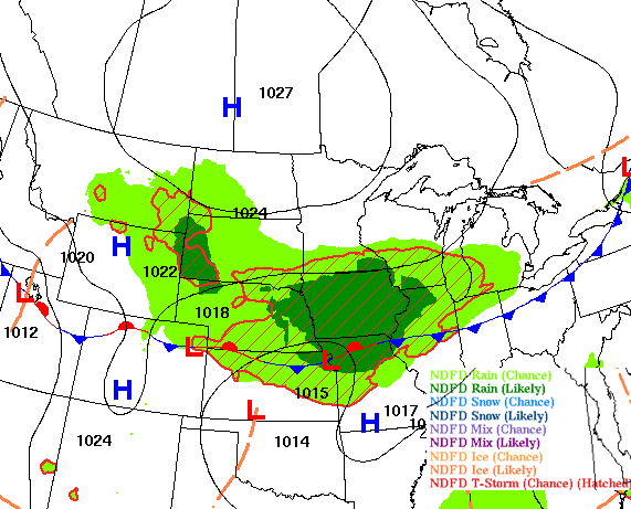 Few showers south. Dew points continue to drop Wednesday as high pressure moves in