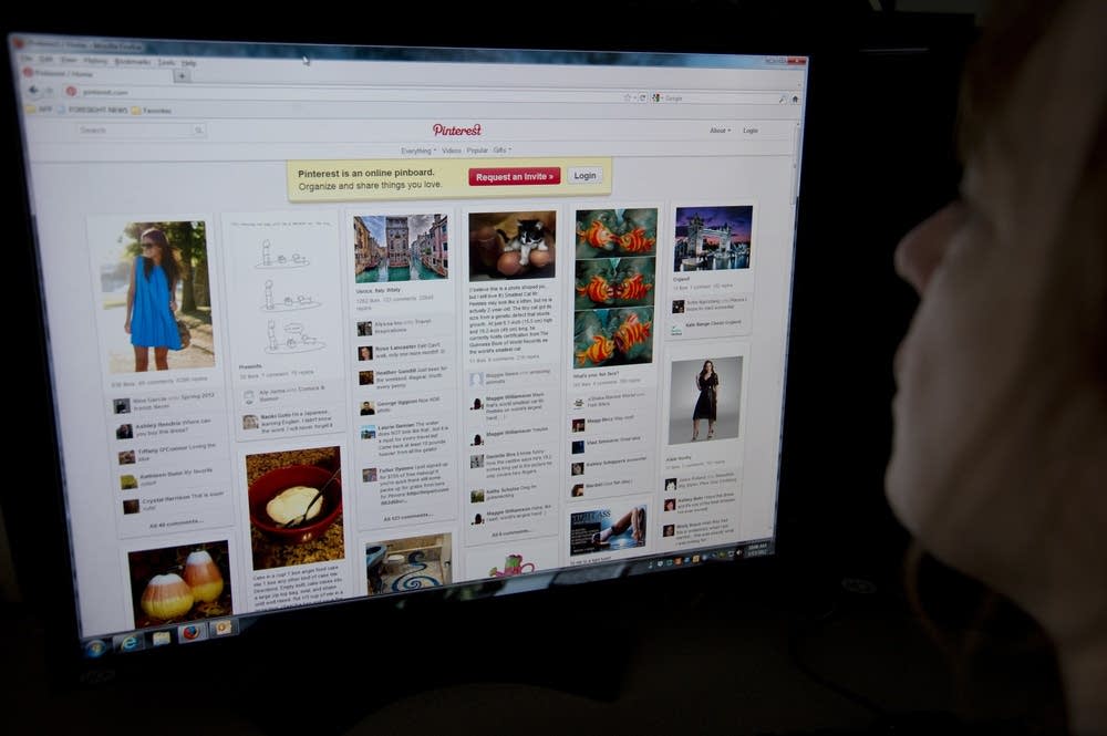 A woman browses Pinterest