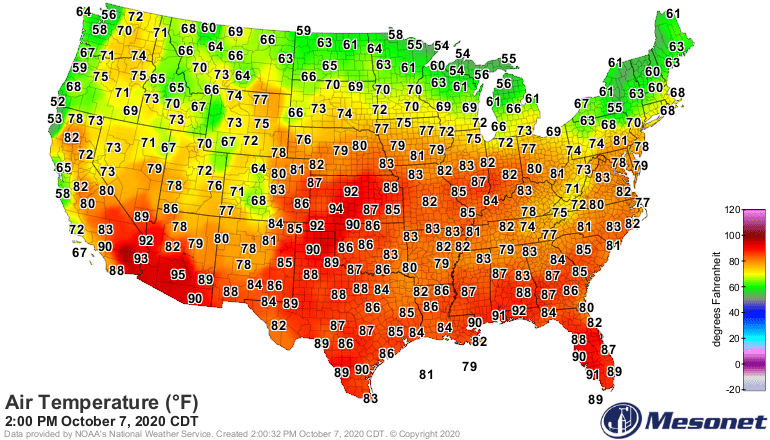 Temperatures Wednesday afternoon