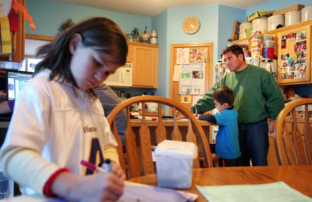 Working with his kids